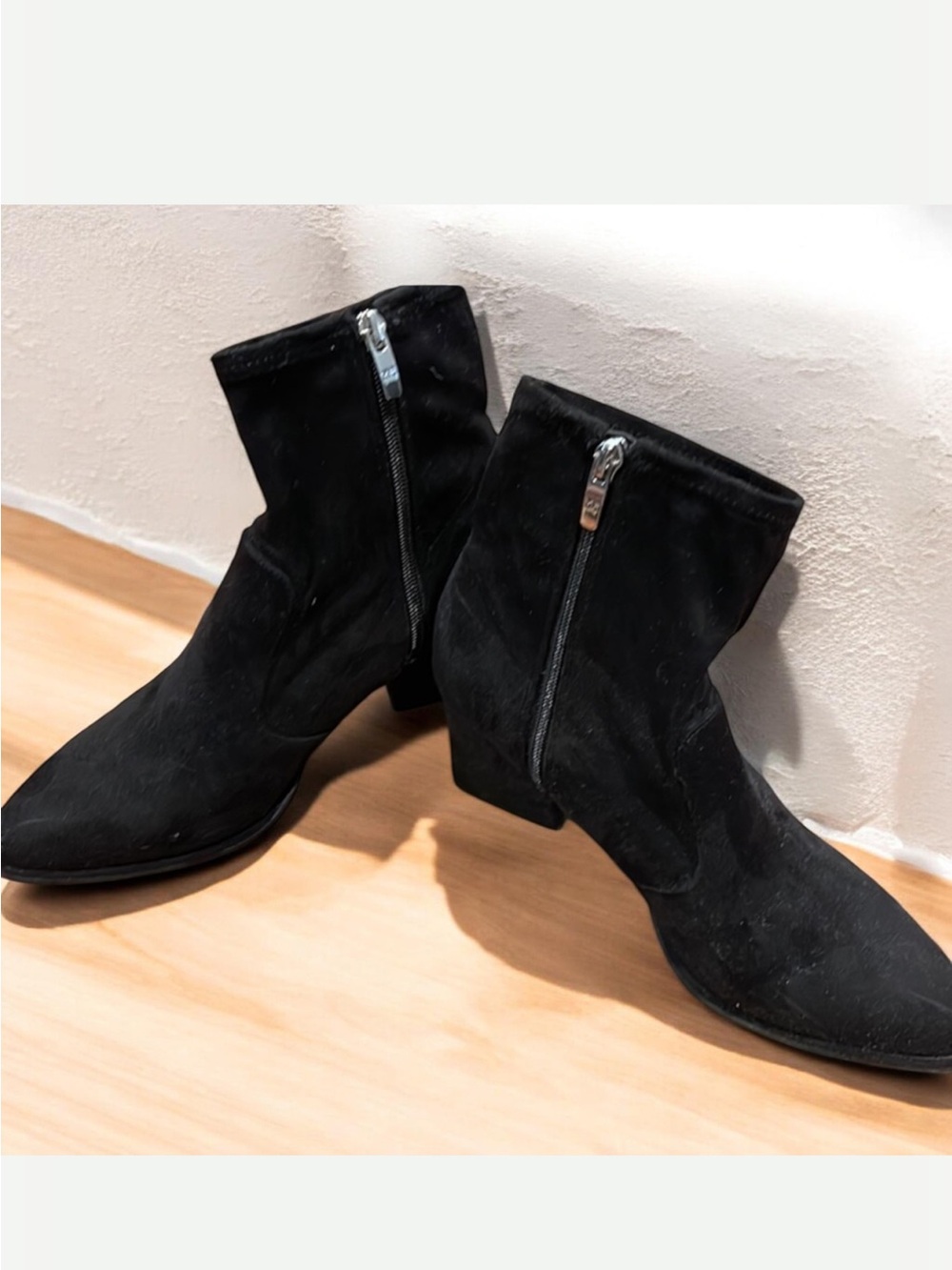Marc Fisher Black Suede Ankle Booties with Side Zip